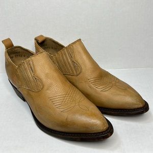 Frye Shootie Leather Western Ankle Boot Tan